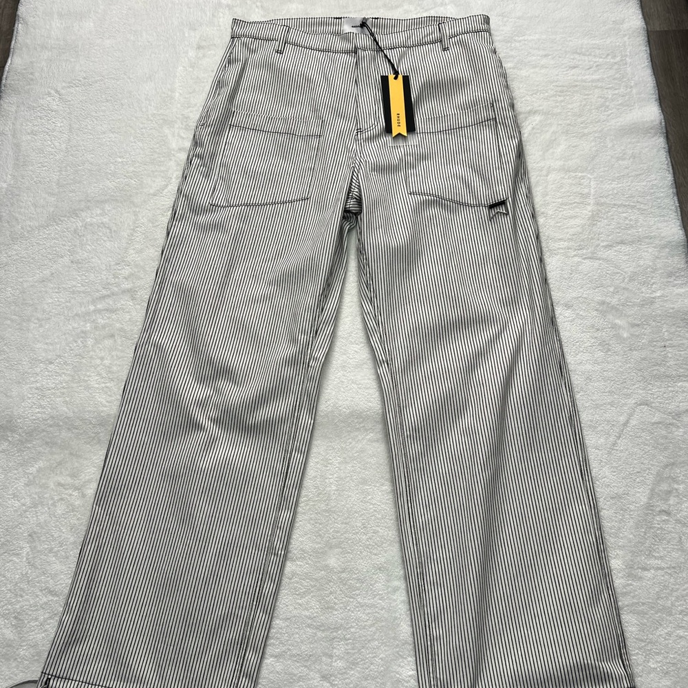 Rhude Pinstriped Front Pocket Pants White Black Men’s 2XL - Picture 2 of 9